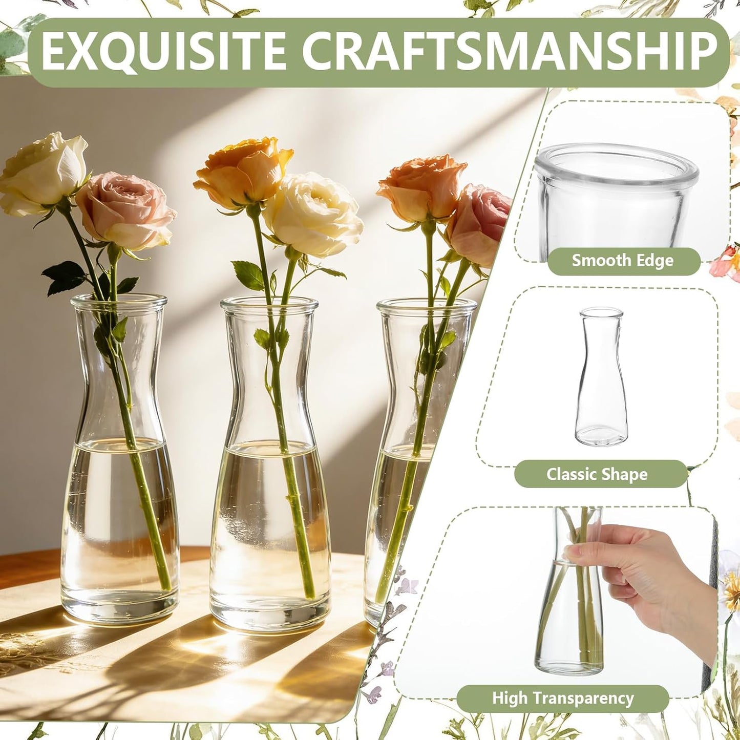 Glass Bud Vases for Centerpieces Small Flower Vase Modern Decorative Vases Mini / Clear / Set of 24