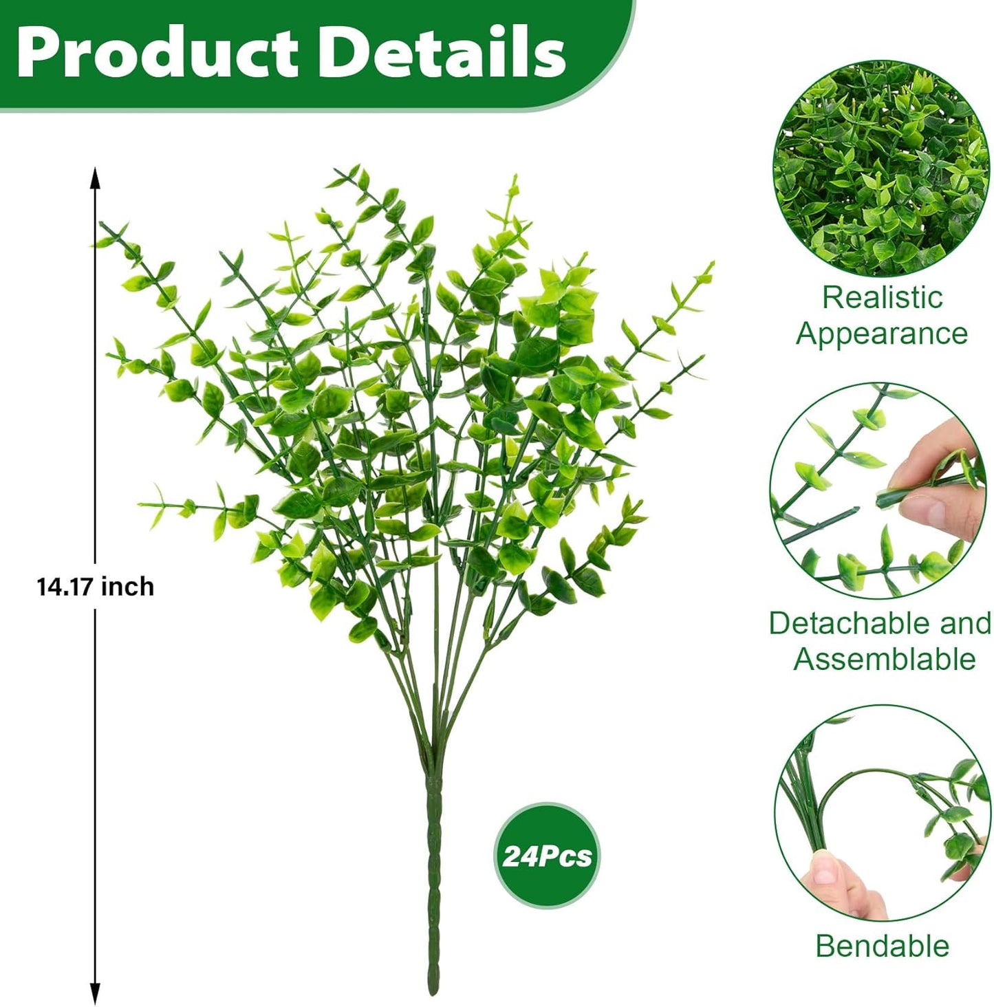 24 Bundles Artificial Greenery Stems Plants / Set of 24