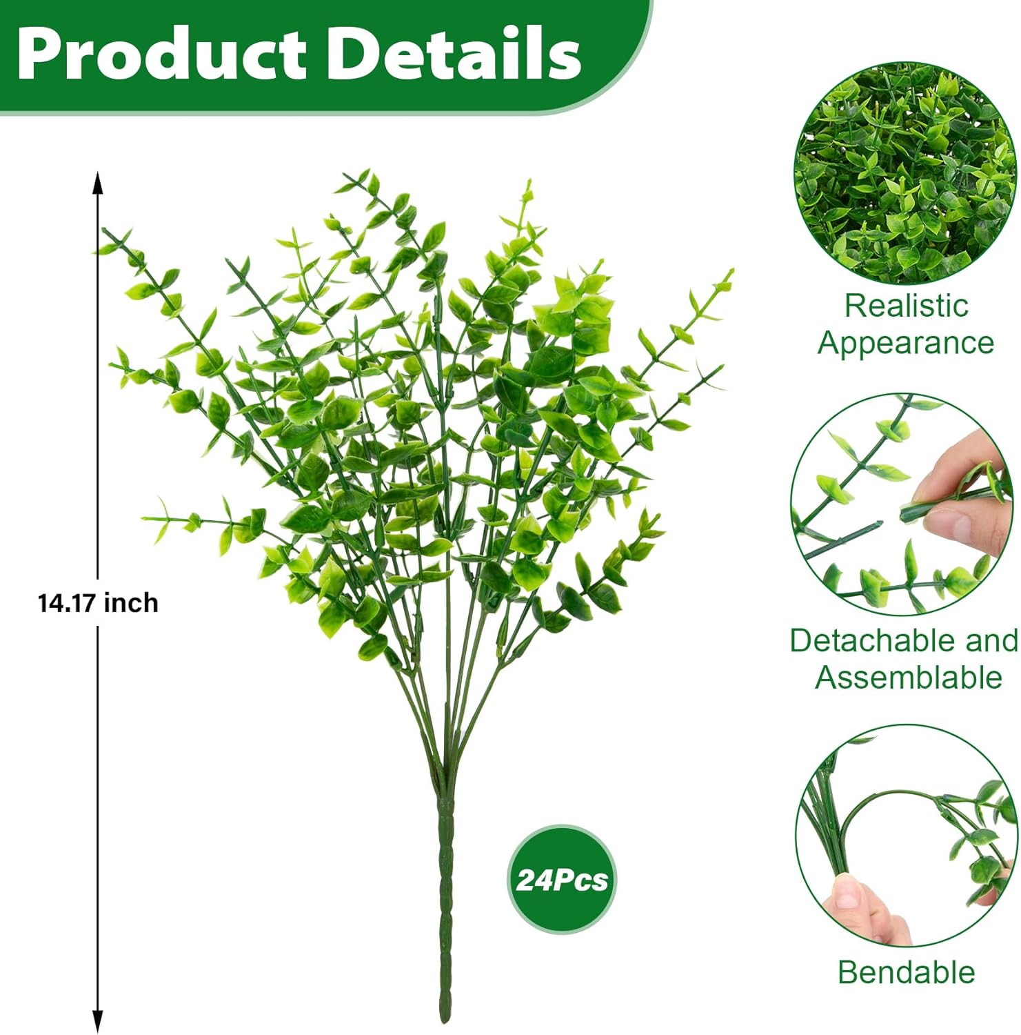 24 Bundles Artificial Greenery Stems Plants / Set of 24