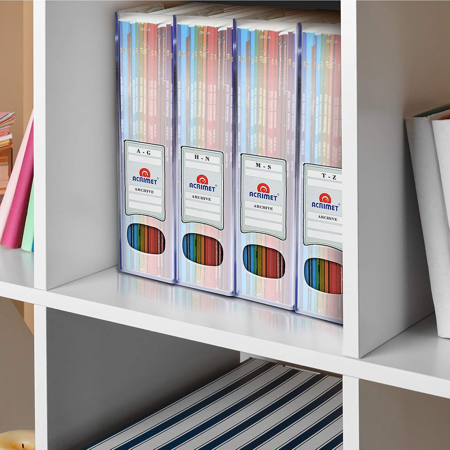 Acrimet Magazine File Holder, Vertical Desk Organizer, Clear, 2 Pack | Durable Plastic, Office & Home Use, Rack Design