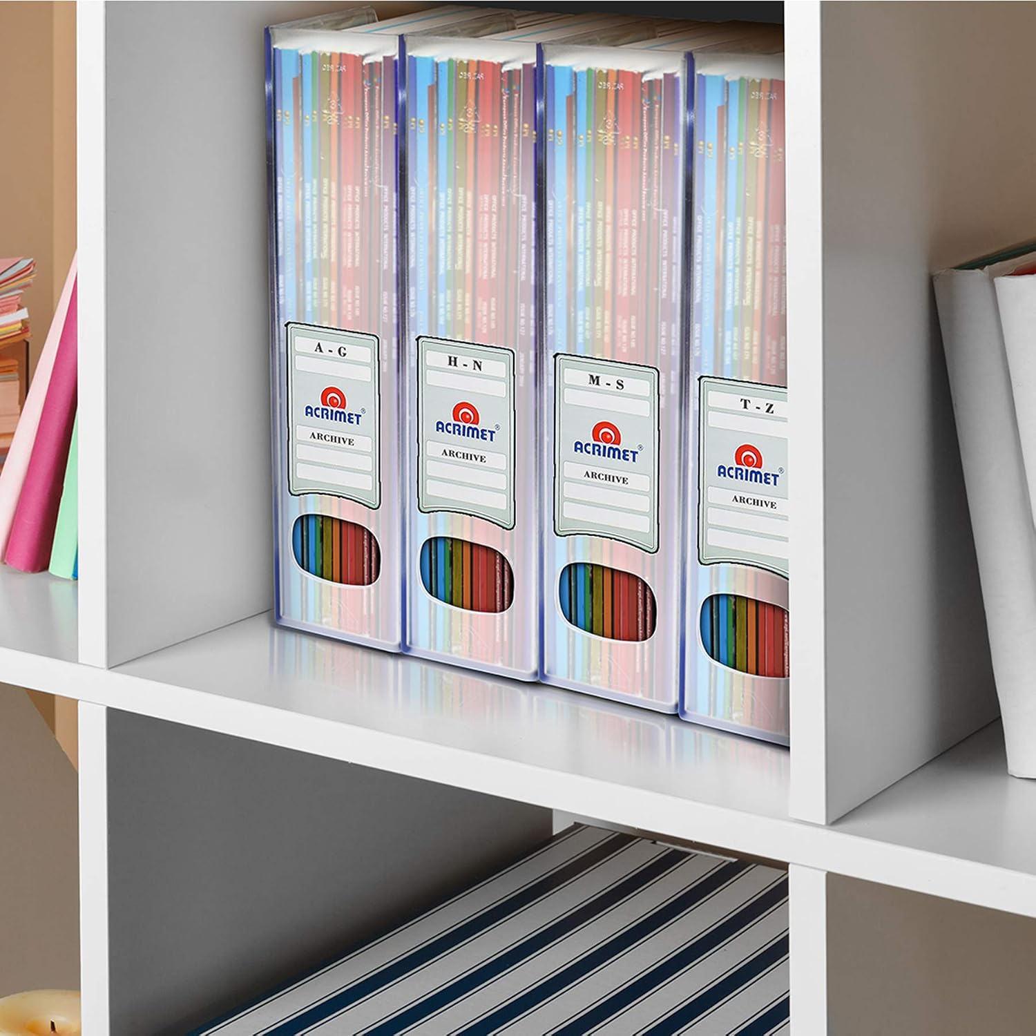 Acrimet Magazine File Holder, Vertical Desk Organizer, Clear, 2 Pack | Durable Plastic, Office & Home Use, Rack Design