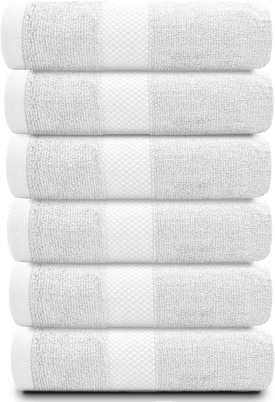White Classic Luxury Silver Hand Towels - Soft 100% Turkish Cotton | Highly Absorbent Hotel spa Bathroom Towel