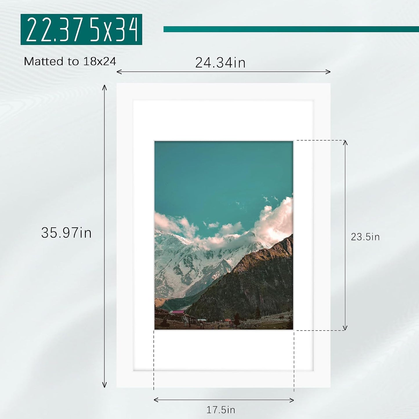 22.375x34 White Poster Frame, Picture Frame for Wall, 3 Pack | Fits 18x24 Photos With Mat or 22.375x34 Without Mat