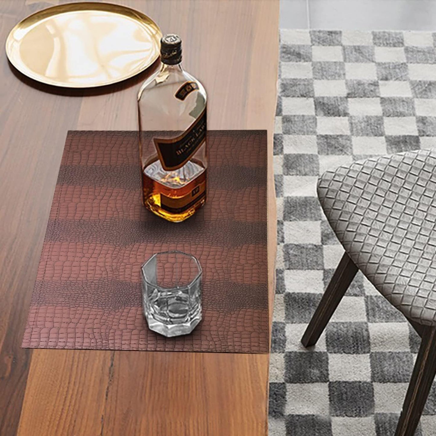 Faux Leather Placemats, PU Table Mats, Waterproof, Stain Resistant, Heat Resistant, Non-Slip Easy to Clean for Kitchen