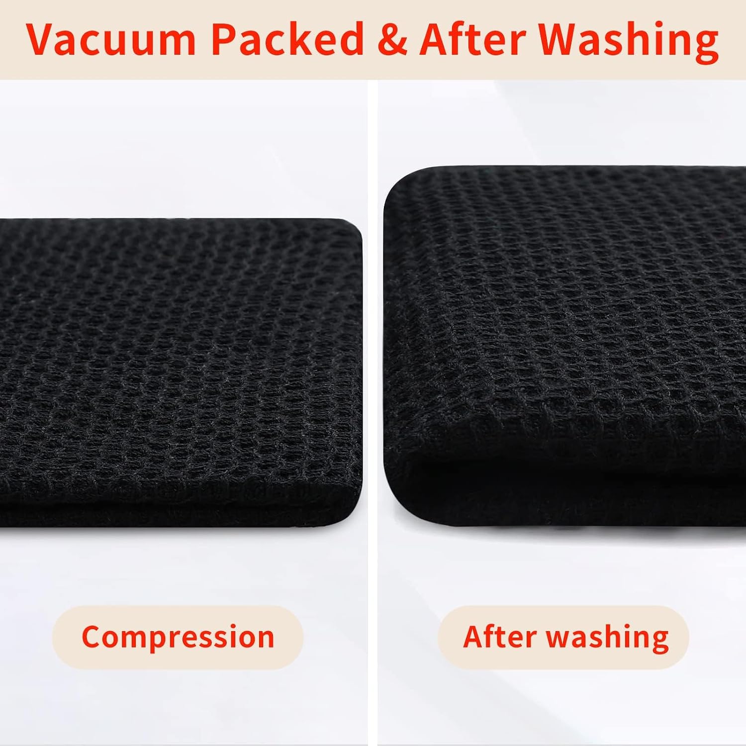 Homaxy 100% Cotton Oversized Waffle Weave Kitchen Towels 8-Pack, Black | 20 x 28 Inches, Ultra Soft Absorbent Dish