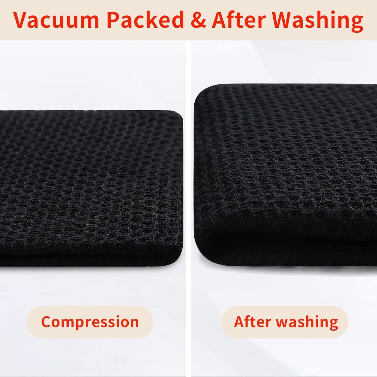 Homaxy 100% Cotton Waffle Weave Kitchen Dish Cloths 24-Pack, Black | 12 x 12 Inches, Ultra Soft Absorbent Dish Towels