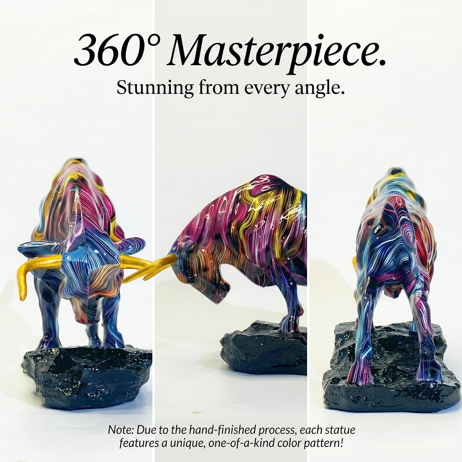 Abstract Fluid Art Bull Statue / Line