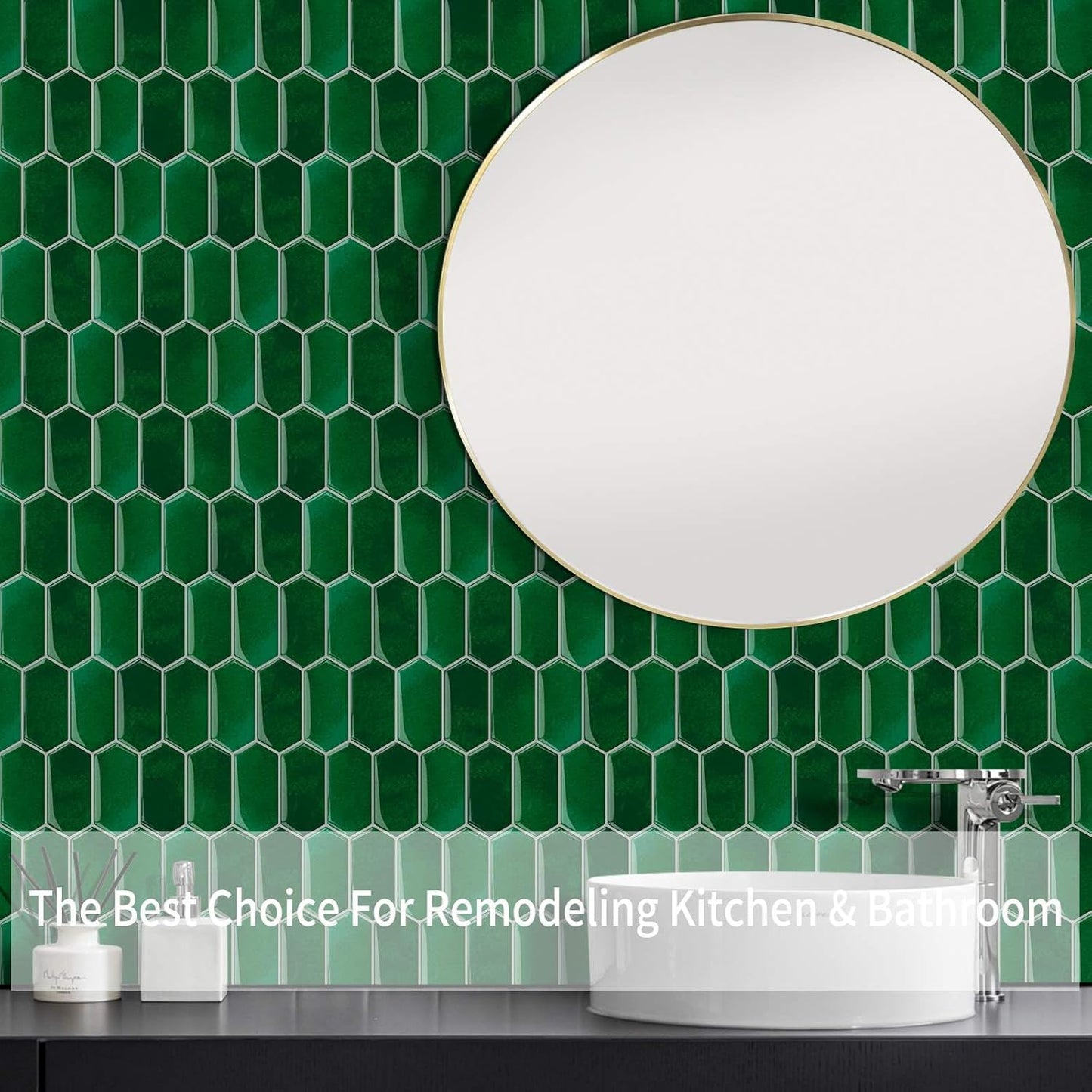 3D Waterproof Self-Adhesive Wall Tile Stick on Backsplash / Emerald Green
