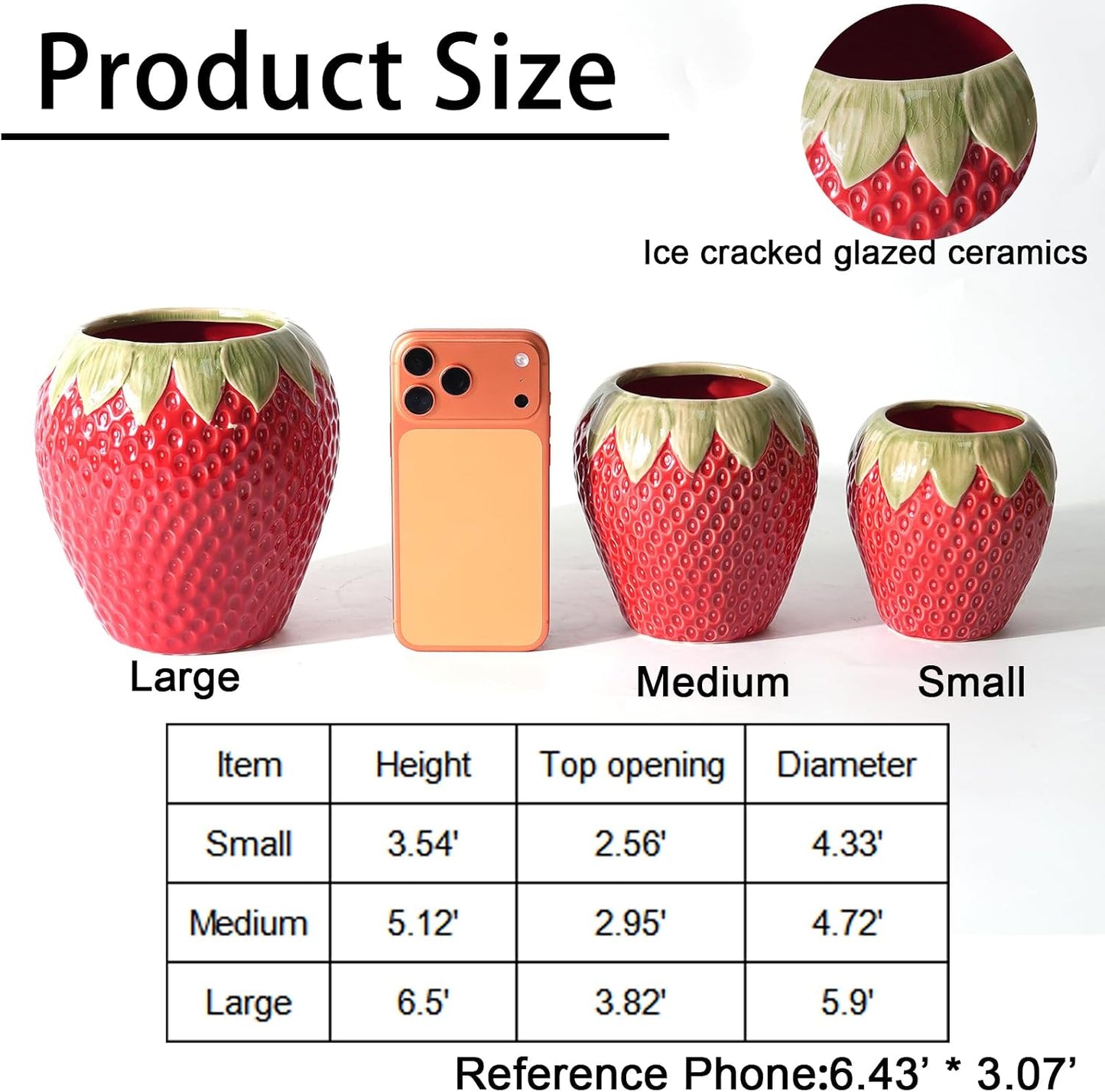 Ceramic Strawberry Vase / Red / Medium-5.1