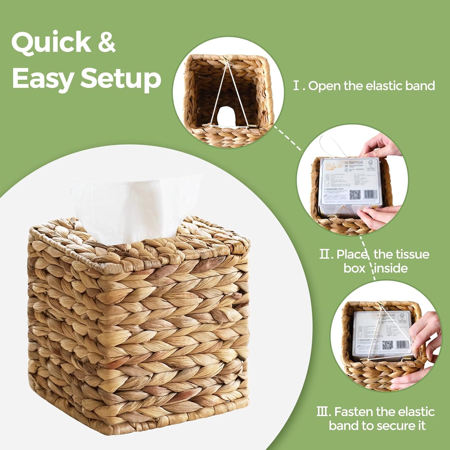 Wicker Tissue Box Cover / Square / Set of 4