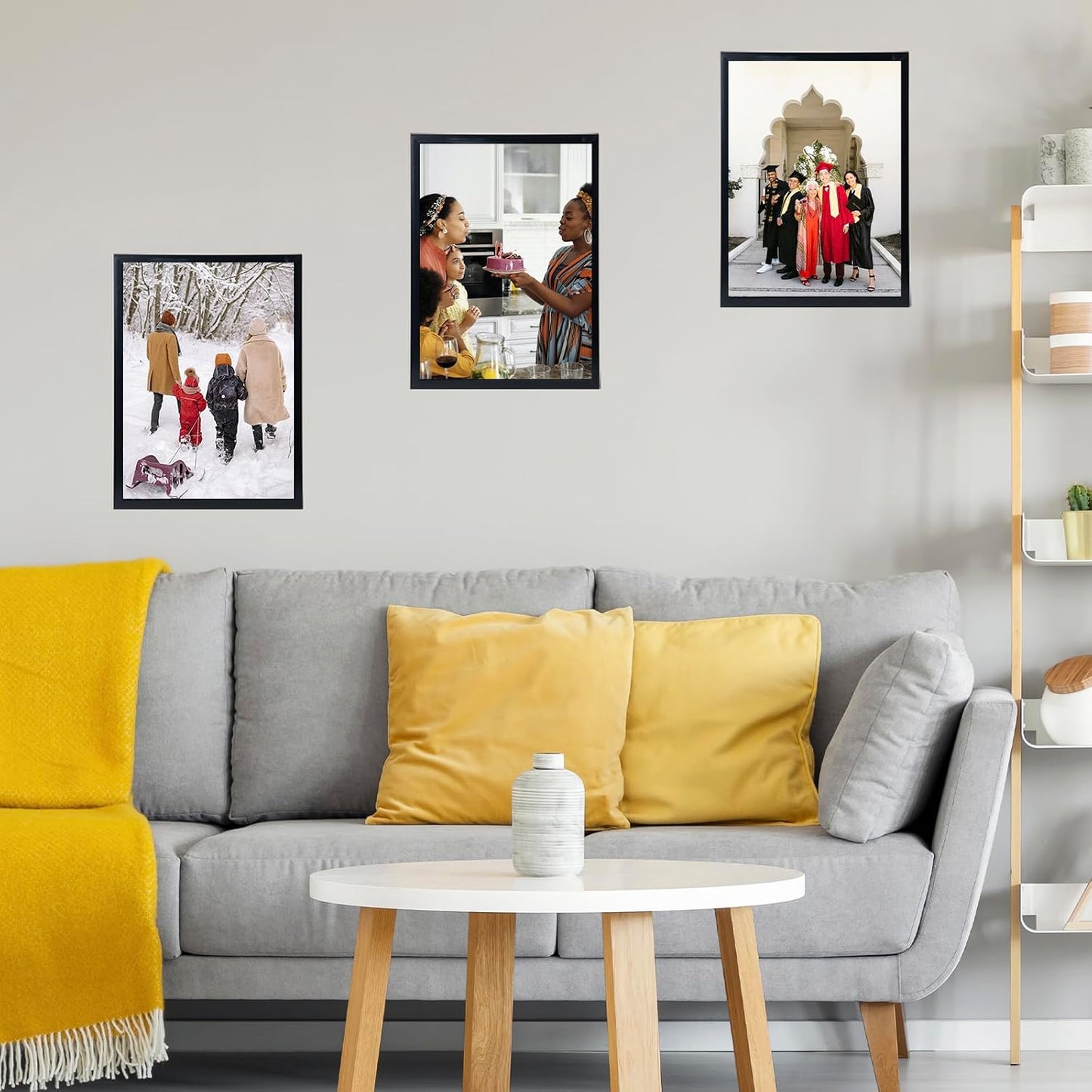 JCJMY 12x17 Black Picture Frame Set of 6, Horizontal and Vertical Formats for Wall Hanging, 12 x 17 Wall Gallery Poster