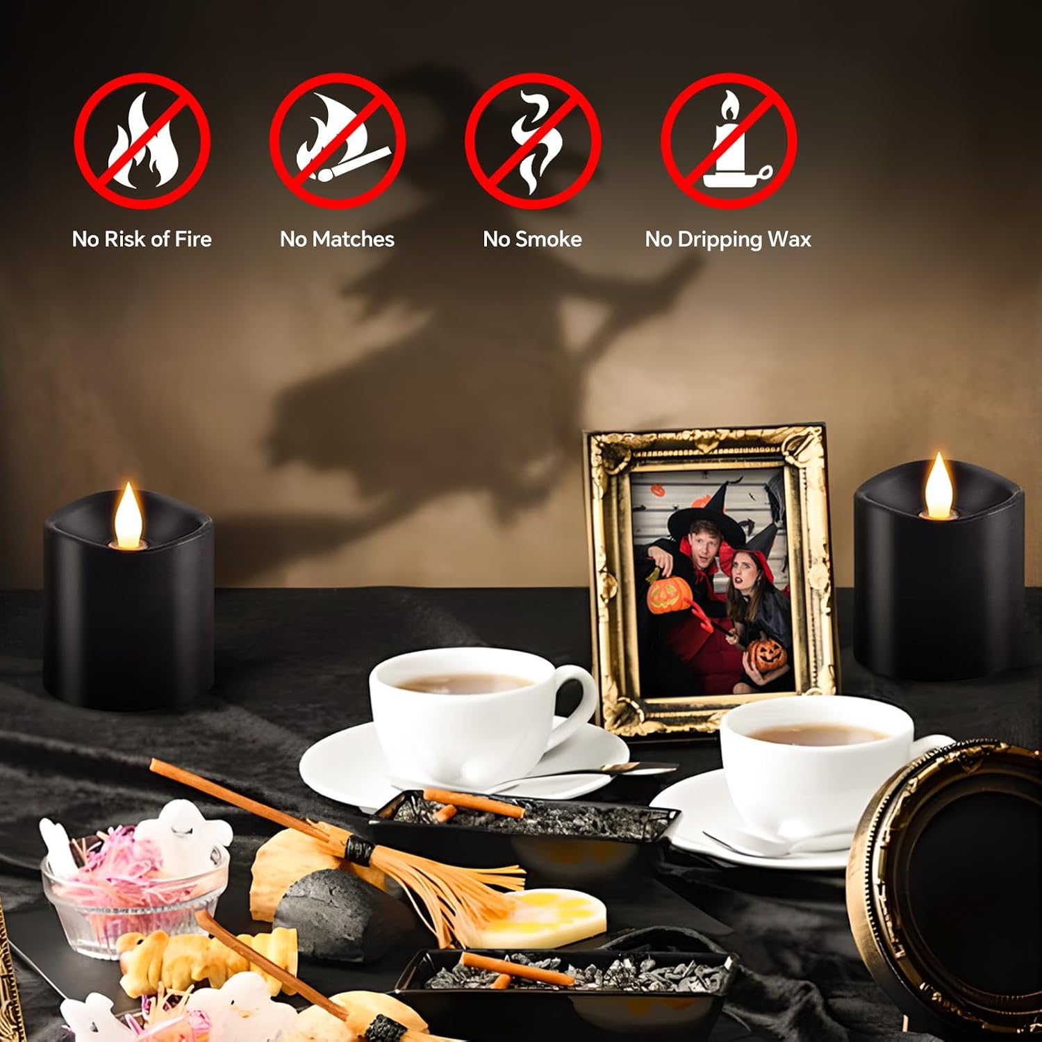 3x3 Flickering Flameless Candles Set of 3, LED Battery Candles Flickering,with Timer, 3 inch Flameless Candles with