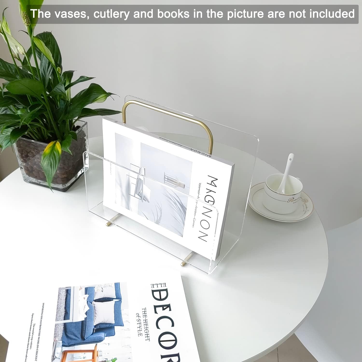 Acrylic Magazine Holder, Crystal Clear Acrylic Magazine Book Rack, Desktop File Organizer for Office Organization