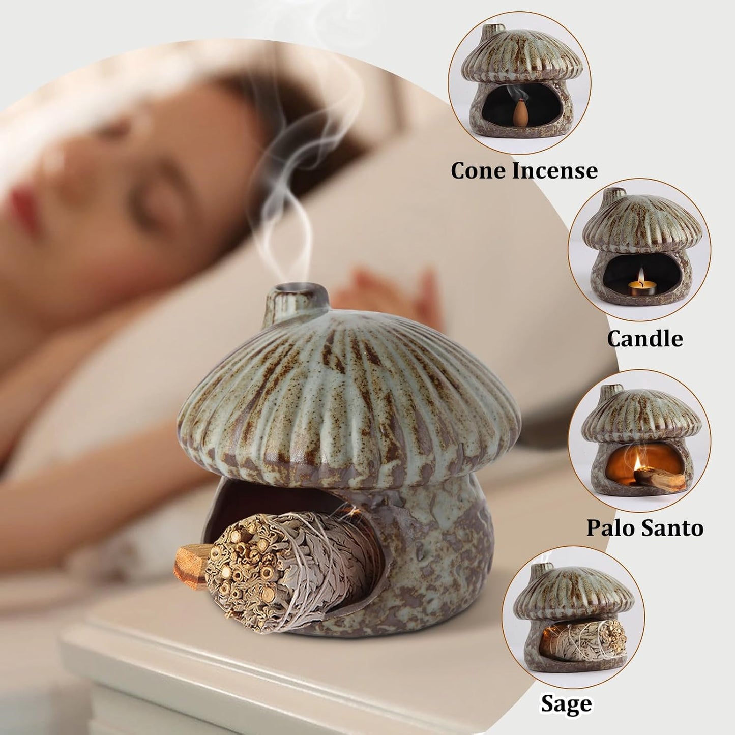 Ceramic Sage Holder for Burning Palo Santo Burner for Meditation / Green