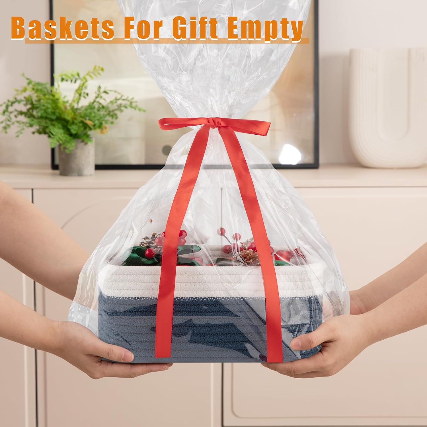 Small Bins / Organizer Baskets / Blue/white / 11.8"*7.8"*4.7 / Set of 4