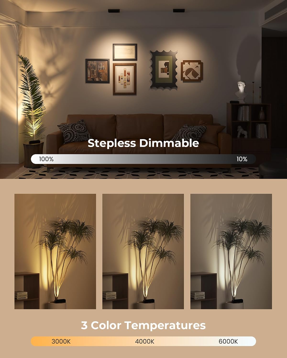 PopoIron Indoor Spotlights with Daily Auto Timer, 5500mAh Rechargeable Picture Lights, Wireless Accent Lighting