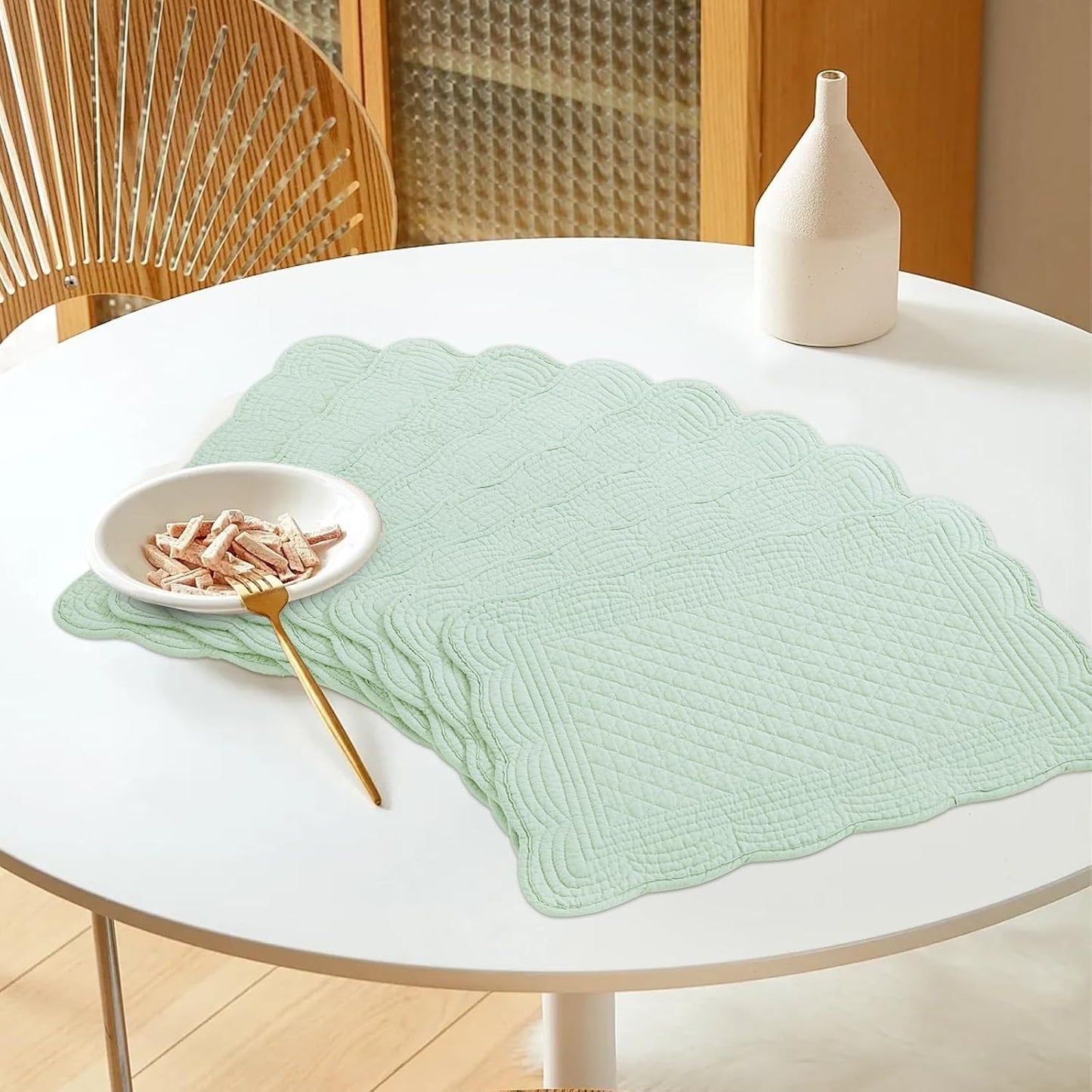 HOMBYS Quilted Placemats Set of 6 Washable-13x18 inches Rectangular Placemats for Kitchen Table-100% Cotton Fabric