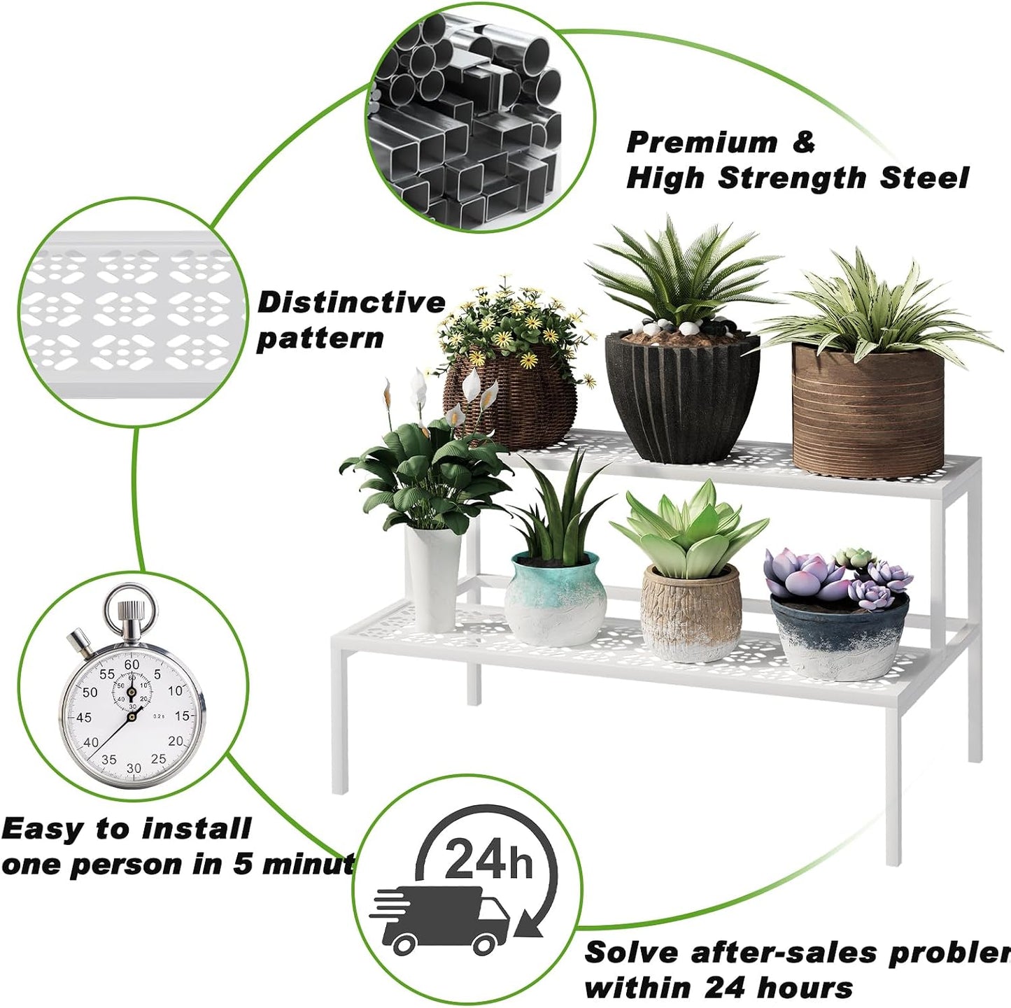 Garden 4 you 2-Tier Metal Plant Stand, Heavy Duty Flower Pot Display Rack | 2-tier design for multiple pots,Heavy-duty