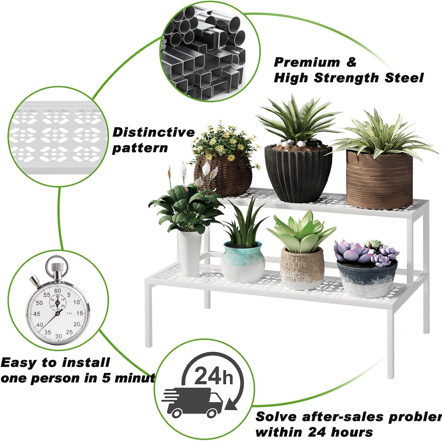 Garden 4 you 2-Tier Metal Plant Stand, Heavy Duty Flower Pot Display Rack | 2-tier design for multiple pots,Heavy-duty