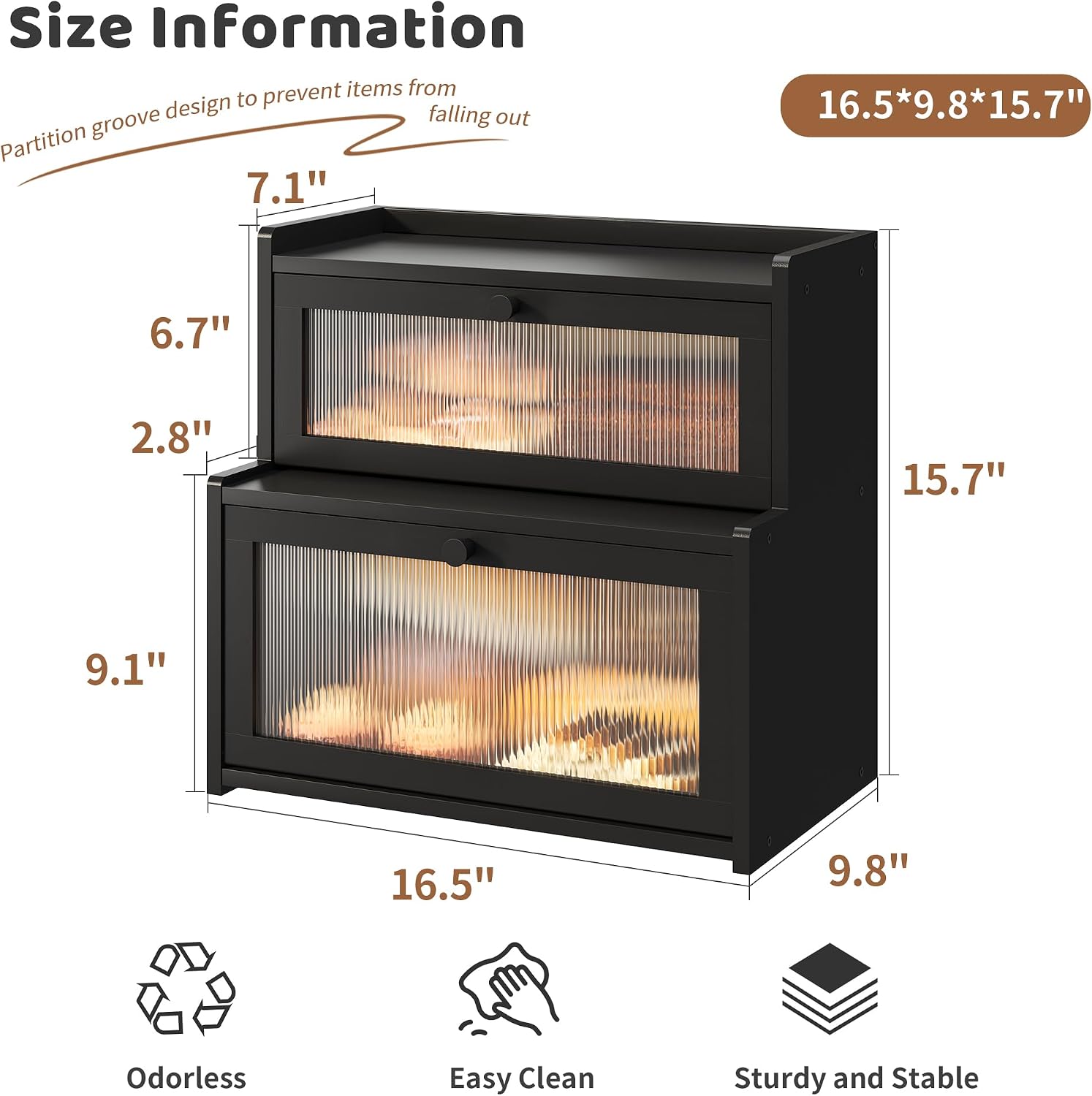 Bread Box for Kitchen Countertop Double Layer Large Corner Bread Box Capacity Bread Storage Bin Farmhouse Breadbox