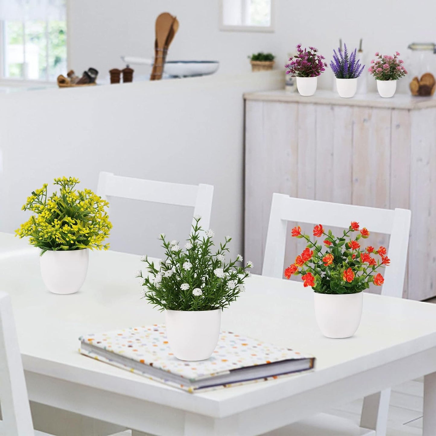 Artificial Small Plant Fake Flower Potted Plant Bathroom Faux Plant / Colorful / Set of 6