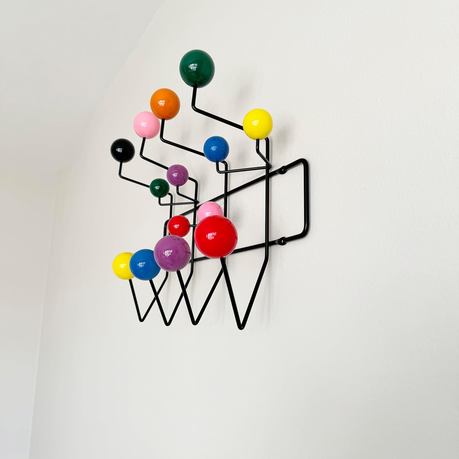 Mid Century Modern Bubble Wall Mounted Coat Rack, Color Ball Black Frame