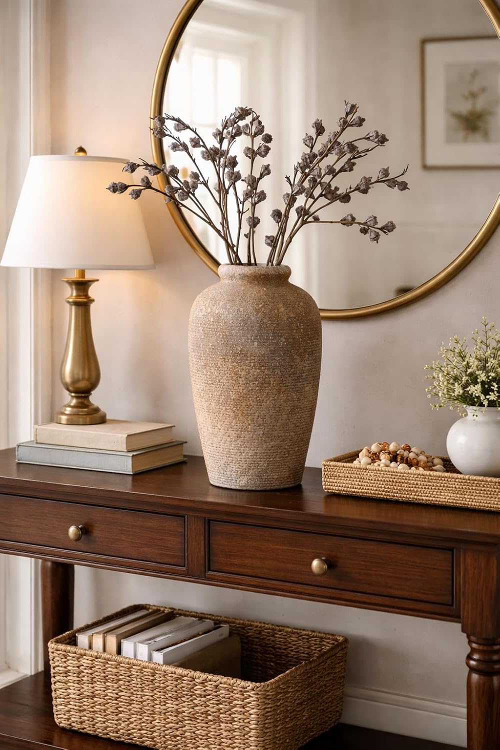 Large Ceramic Rustic Vase / Brown / 11 Inch / Set of 11