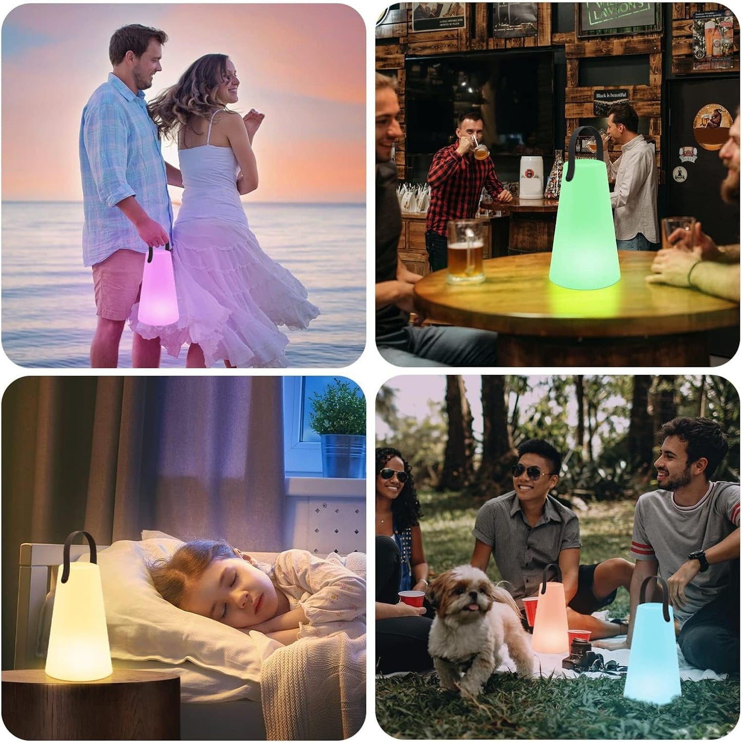 Outdoor Lanterns, GGII Rechargeable Camping Lantern with IP44 Waterproof, Battery Operated Outdoor Portable Cordless