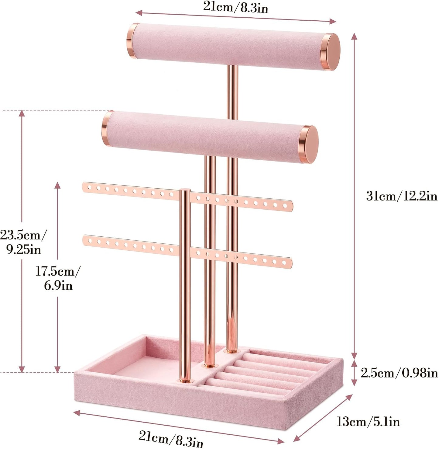 Detachable T Bar Velvet Bracelet Holder / Pink / Standard