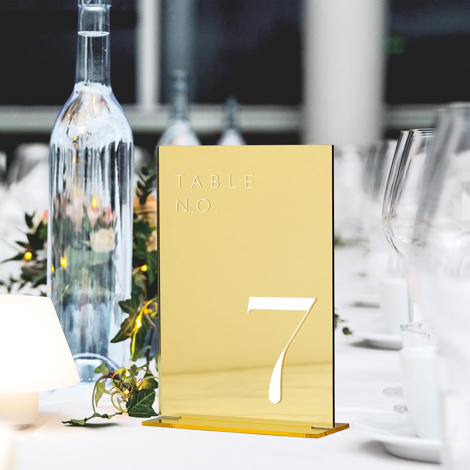 Gold Wedding Table Numbers 1-20 with Stands, 5"x7" Gold Mirror Acrylic Table Numbers, Perfect for Wedding Reception