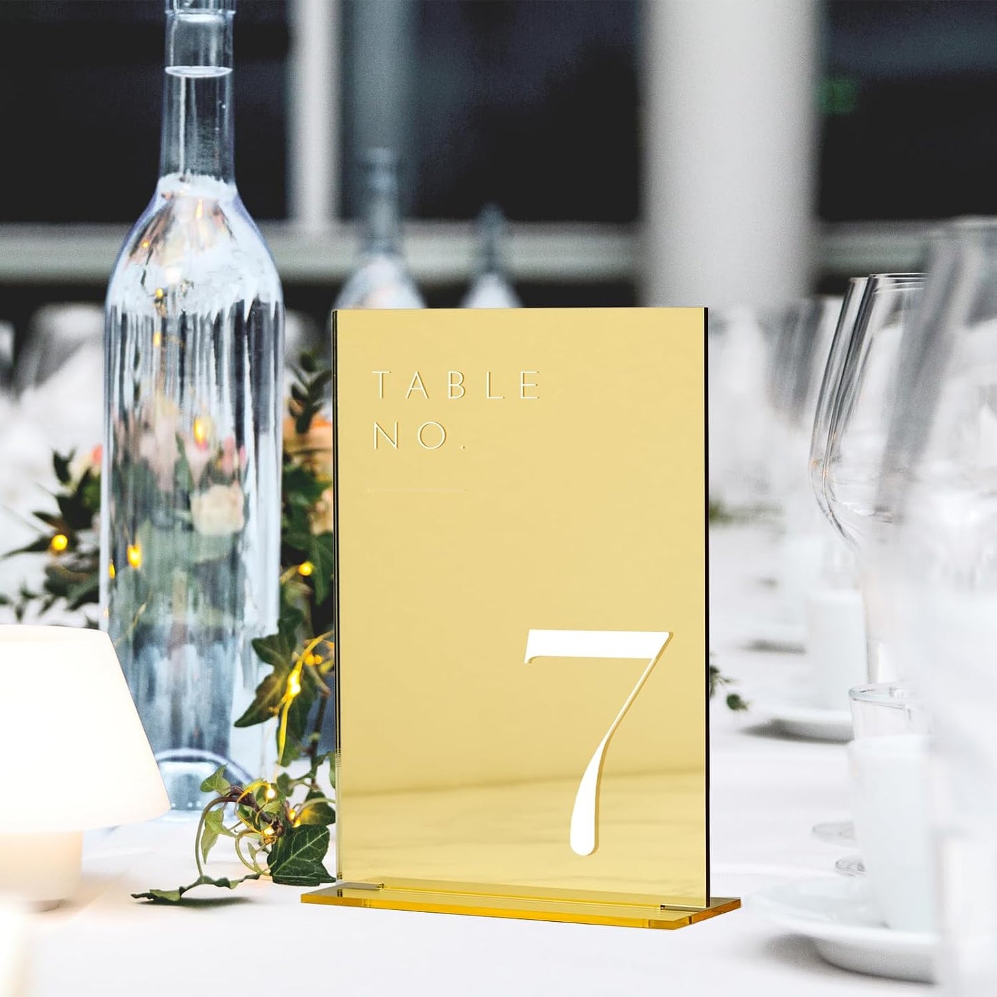Gold Wedding Table Numbers 1-30 with Stands, 5"x7" Gold Mirror Acrylic Table Numbers, Perfect for Wedding Reception