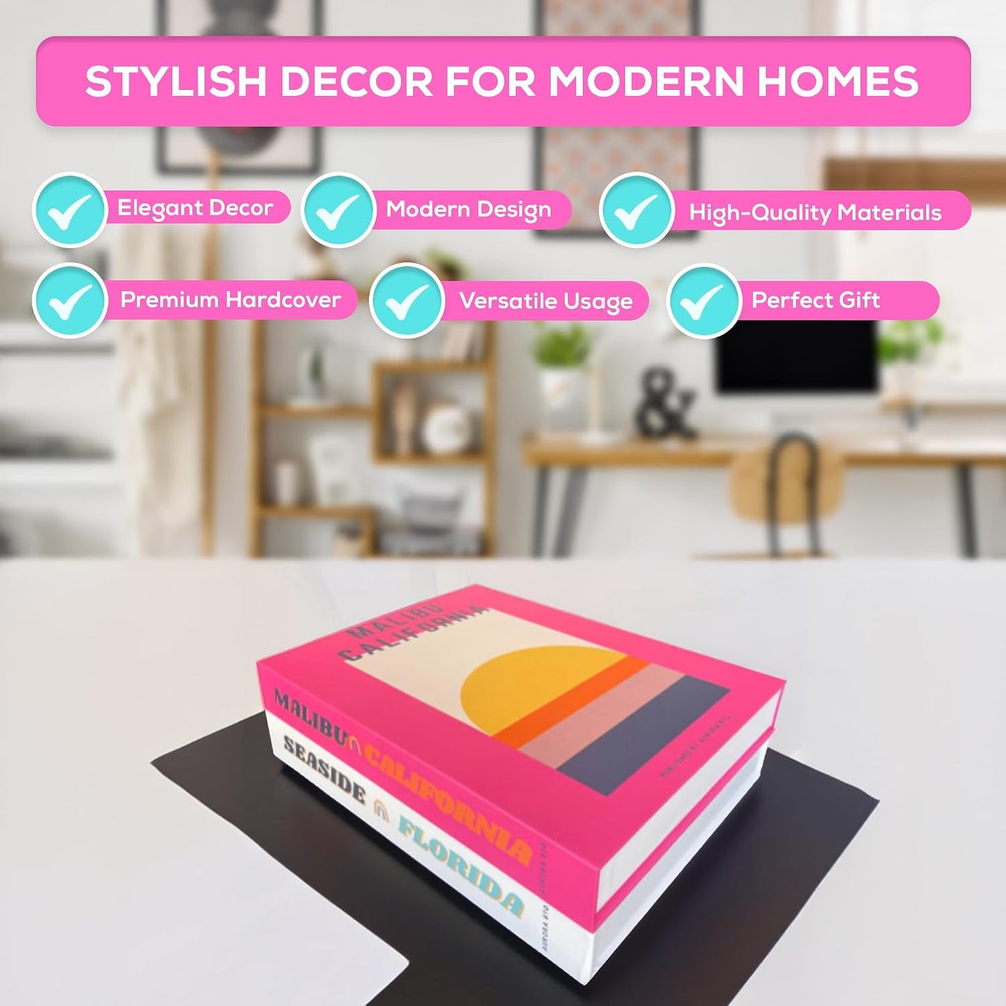 Women Modern Preppy Aesthetic Stacked Home Book Decor / Pink