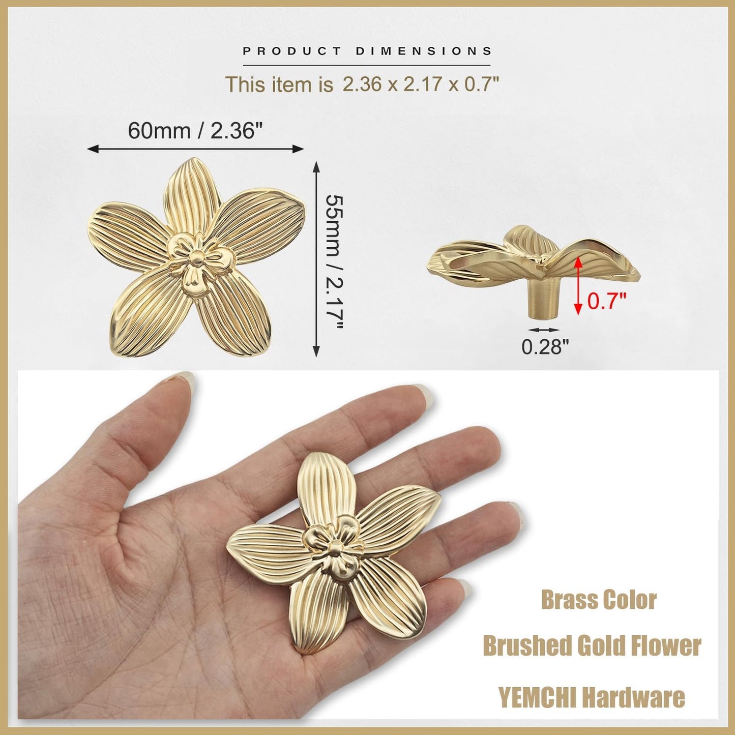 Decorative Flower Wall Hooks / Gold / Set of 4