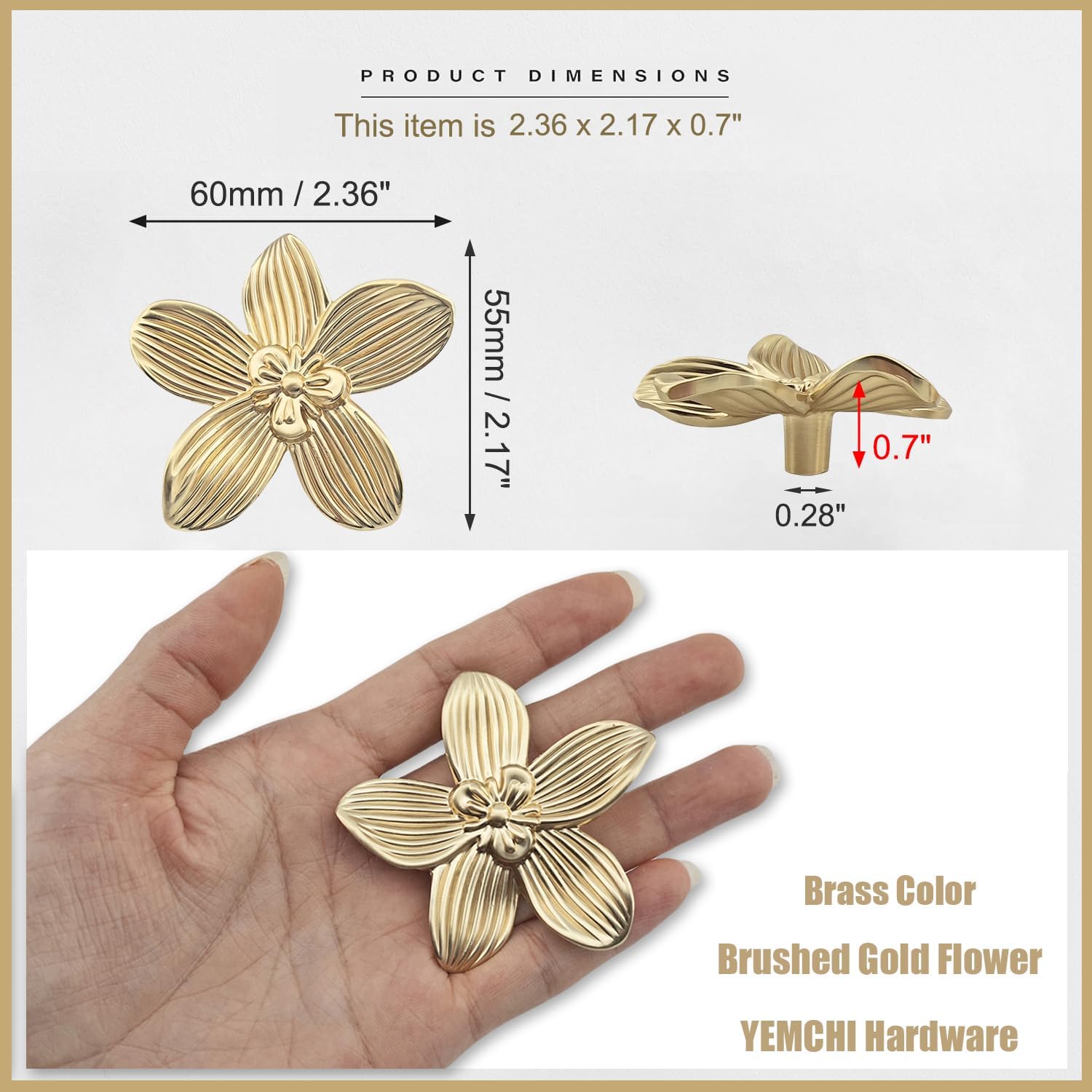 Decorative Flower Wall Hooks / Gold / Set of 4