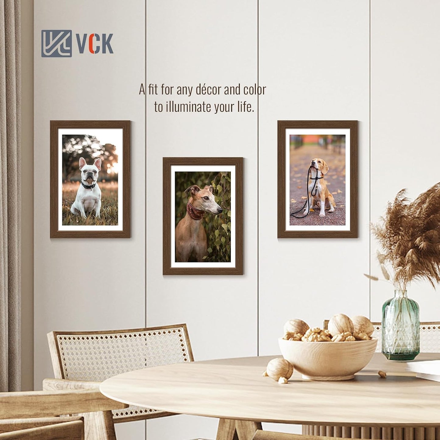 VCK 11x17 Picture Frame Brown 4 Pack, Wide Thick Wood Border, for Print | Exclusive Woodgrain, Wall Hanging, HD