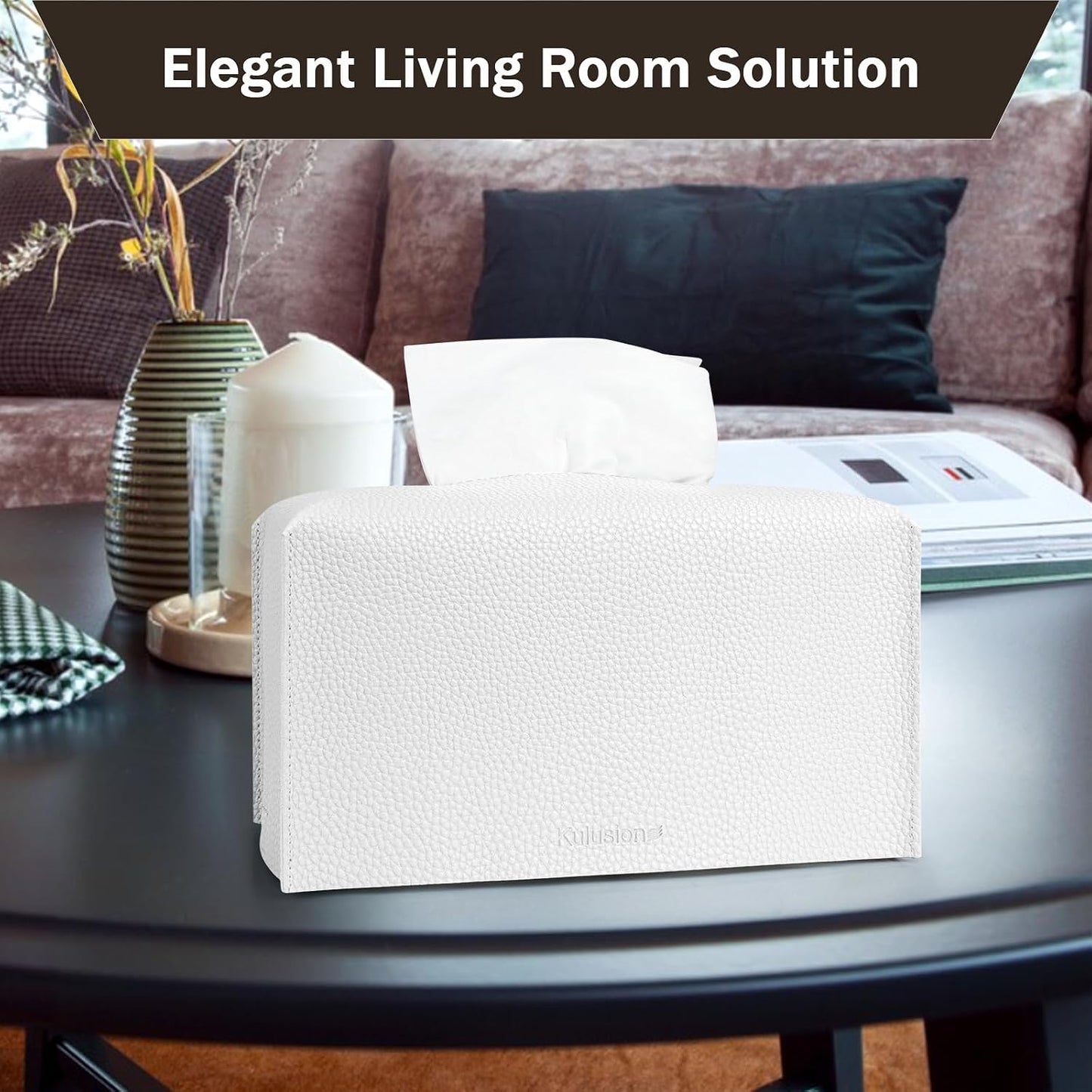 Tissue Box Cover Holder / Rectangle White / Set of 2