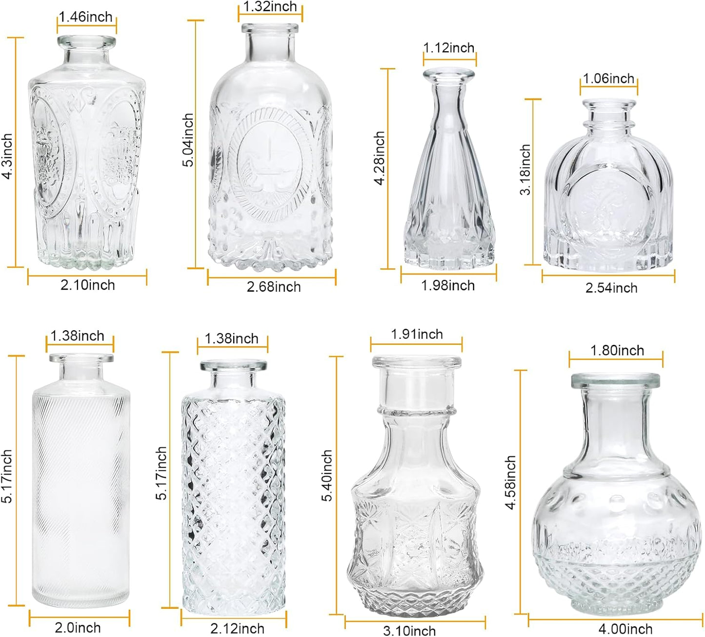 Glass Bud Vase in Bulk / Clear / Set of 8