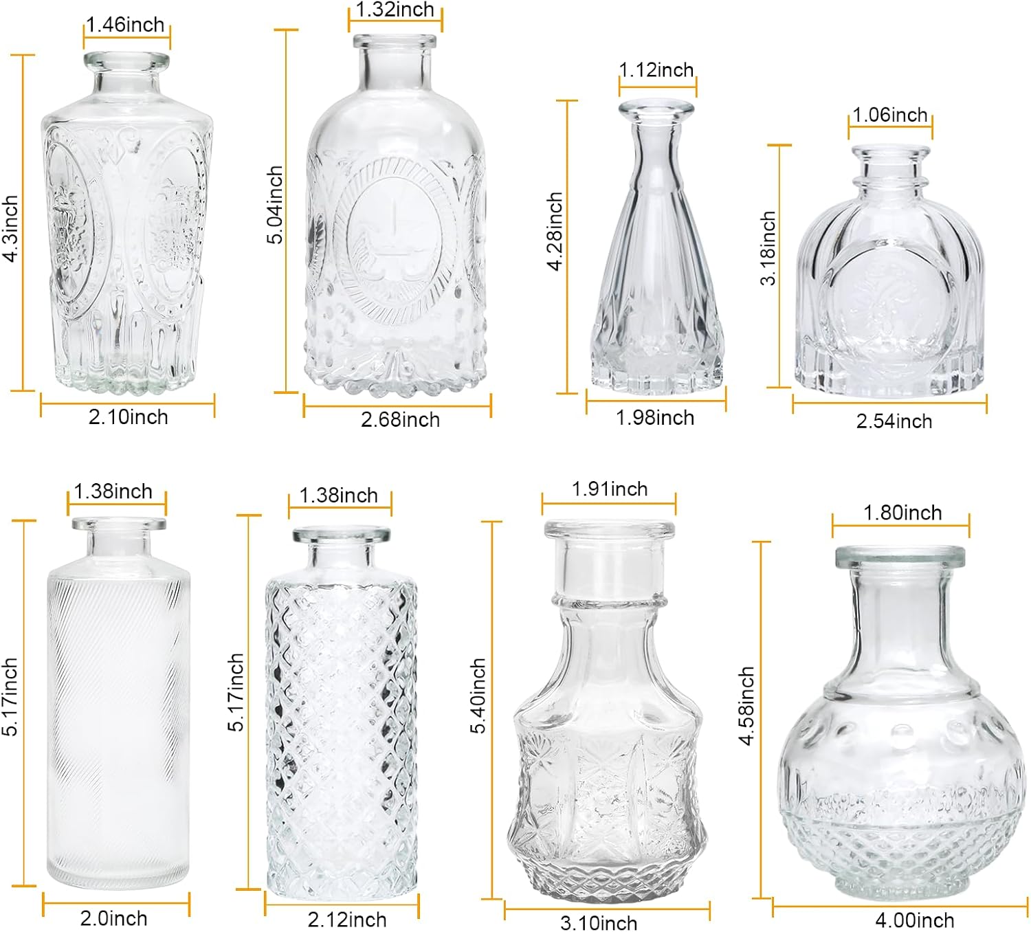 Glass Bud Vase in Bulk / Clear / Set of 8