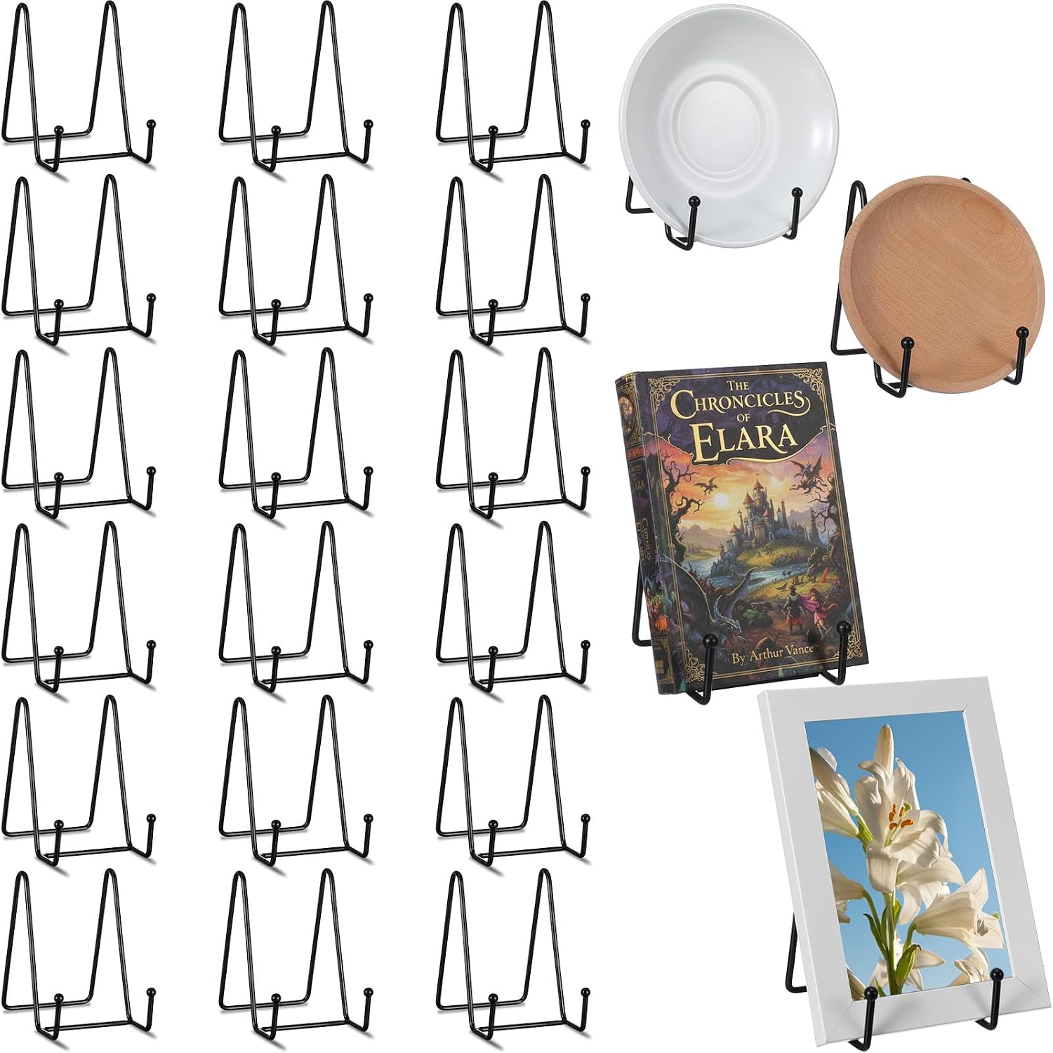Metal Plate Holder Picture Stand for Picture / Black / 4.5 Inch / Set of 18