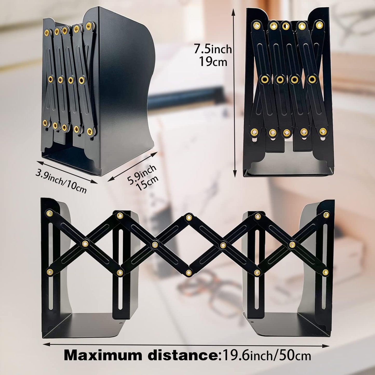 Metal Bookend for Heavy Books / Black