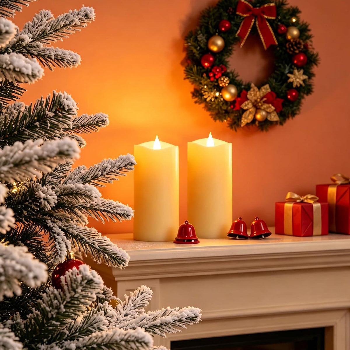 Flameless LED Candles 3"x6" Set of 2, Battery Operated with Remote & Timer, 600-Hour on 2 AA Batteries, Flickering