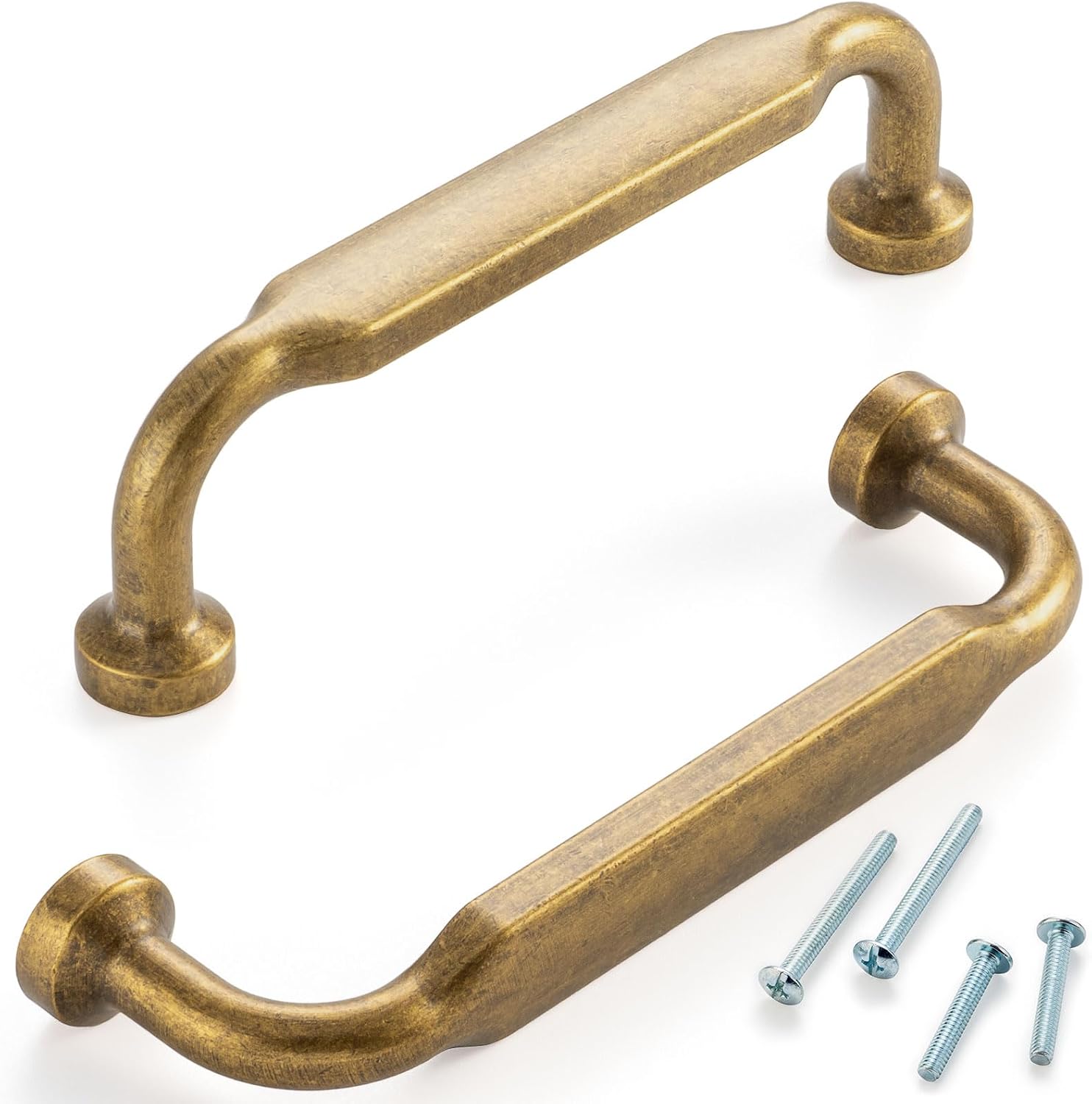 Cabinet Pulls Vintage Brass Cabinet Handles / 3-3/4" Hole Centers / Classic / Antique Brass / 4 Inch