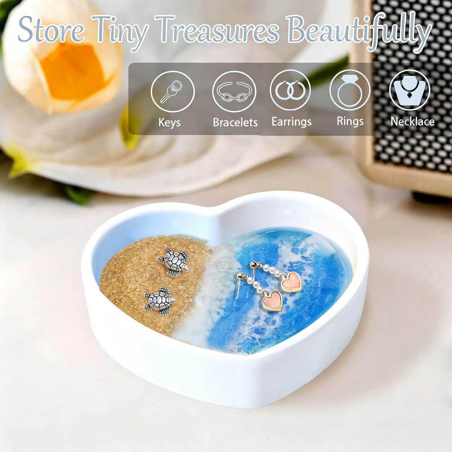 Coastal Jewelry Tray for Engagement & Wedding / Beach Ocean