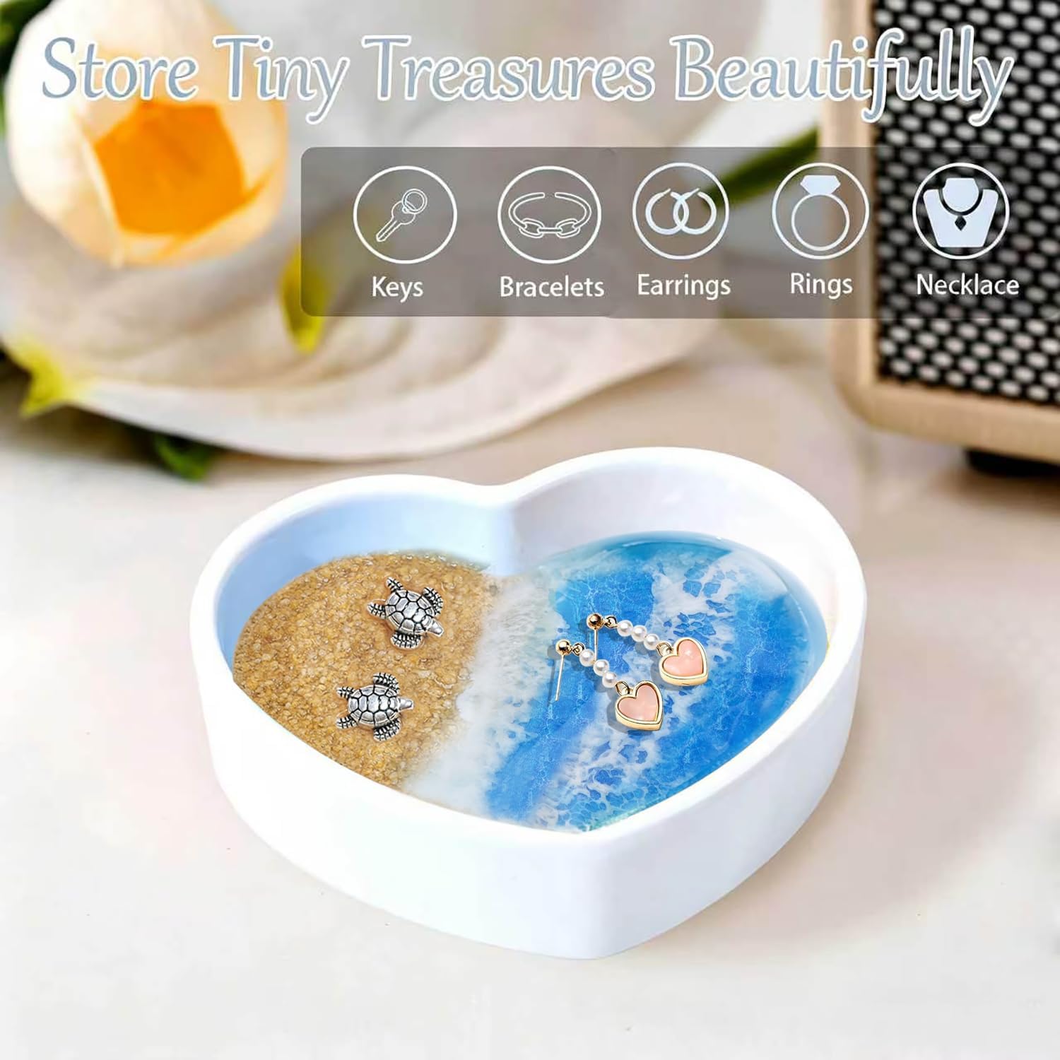 Coastal Jewelry Tray for Engagement & Wedding / Beach Ocean