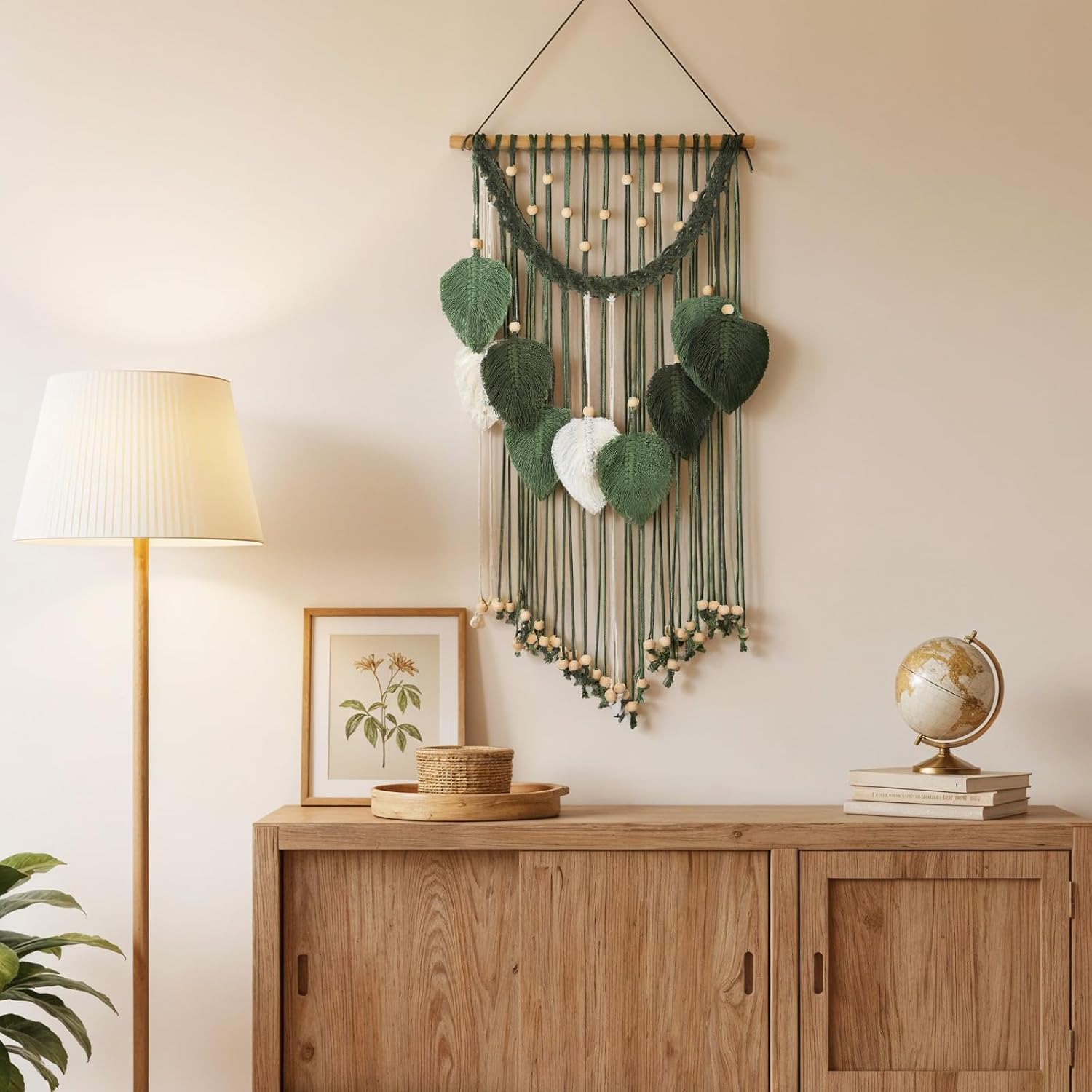 Macrame Wall Hanging / Green / 15.7 x 29.9
