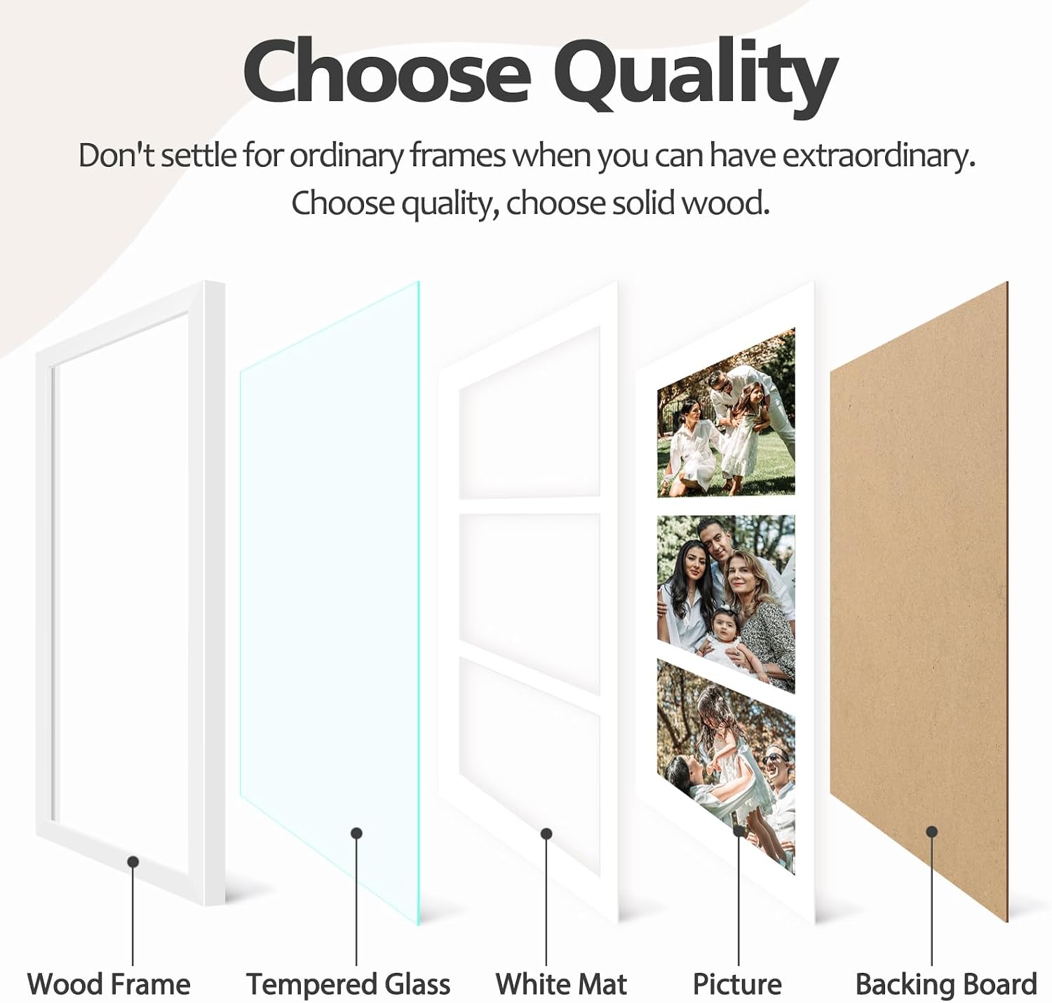 Golden State Art 9x18 White Wood Frame - for Three 5x7 Pictures, 3 Pack | Matted to 3 5x7 Picture,Solid Wood Collage