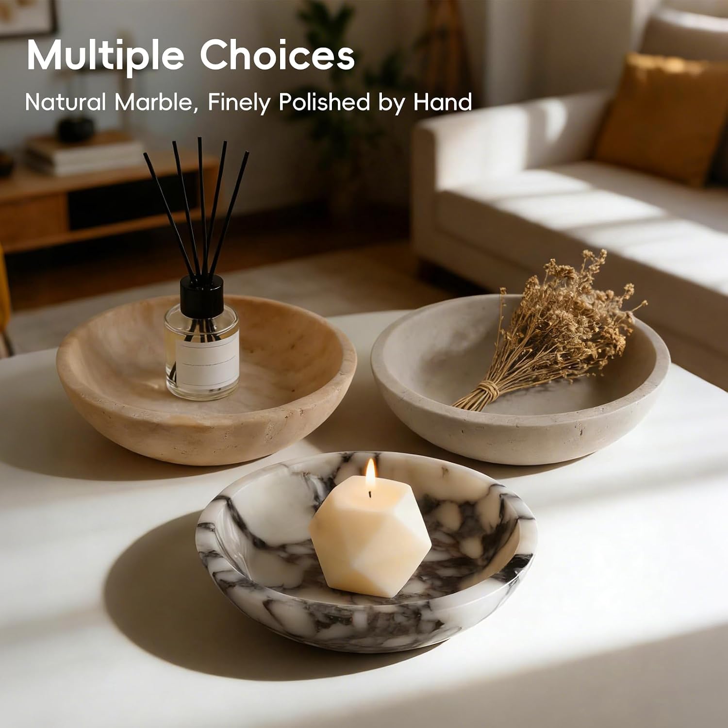 Travertine Bowl Modern Key Bowls for Entryway Table / Grizzly