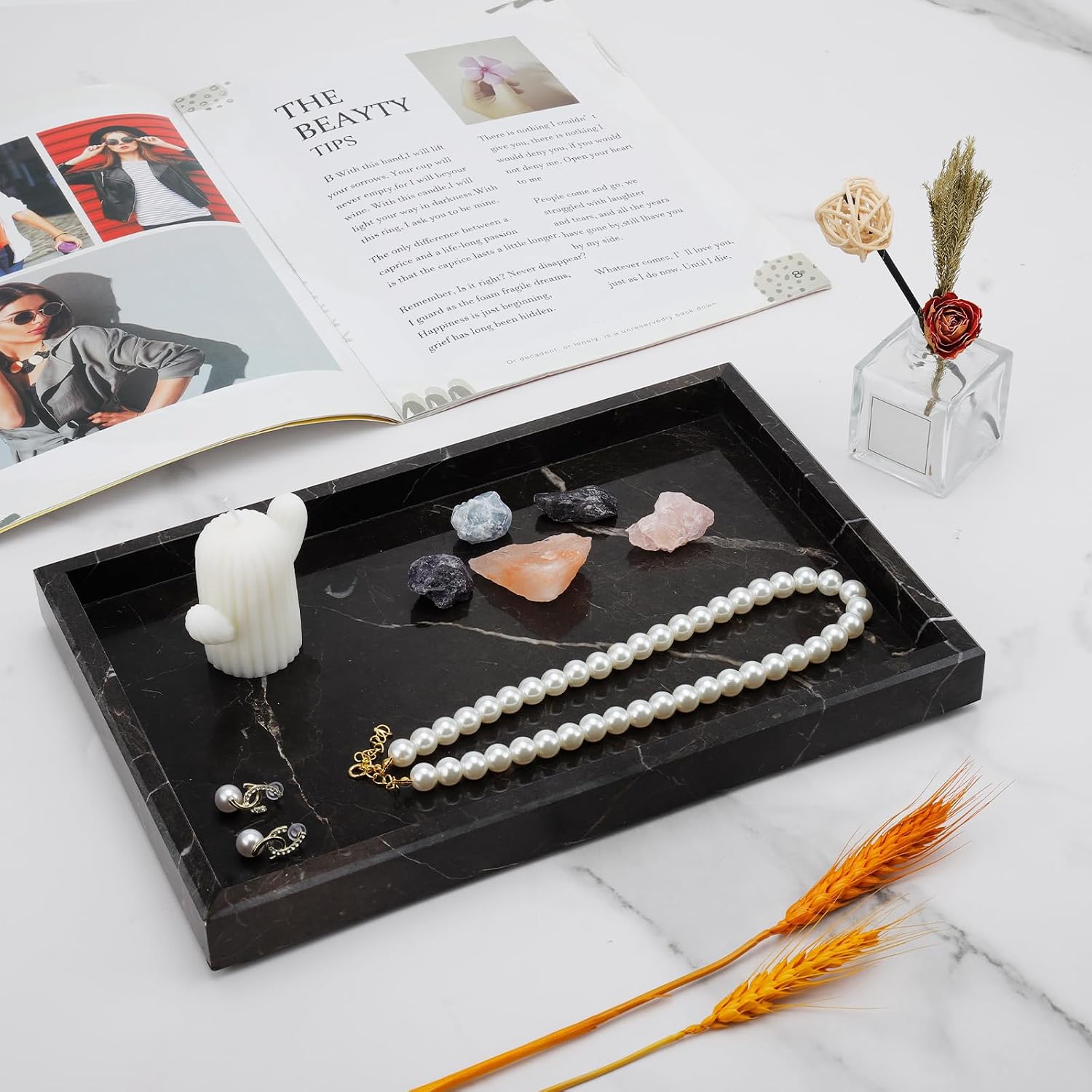 Marble Tray / Stone Trays / Brown / 12 x 8