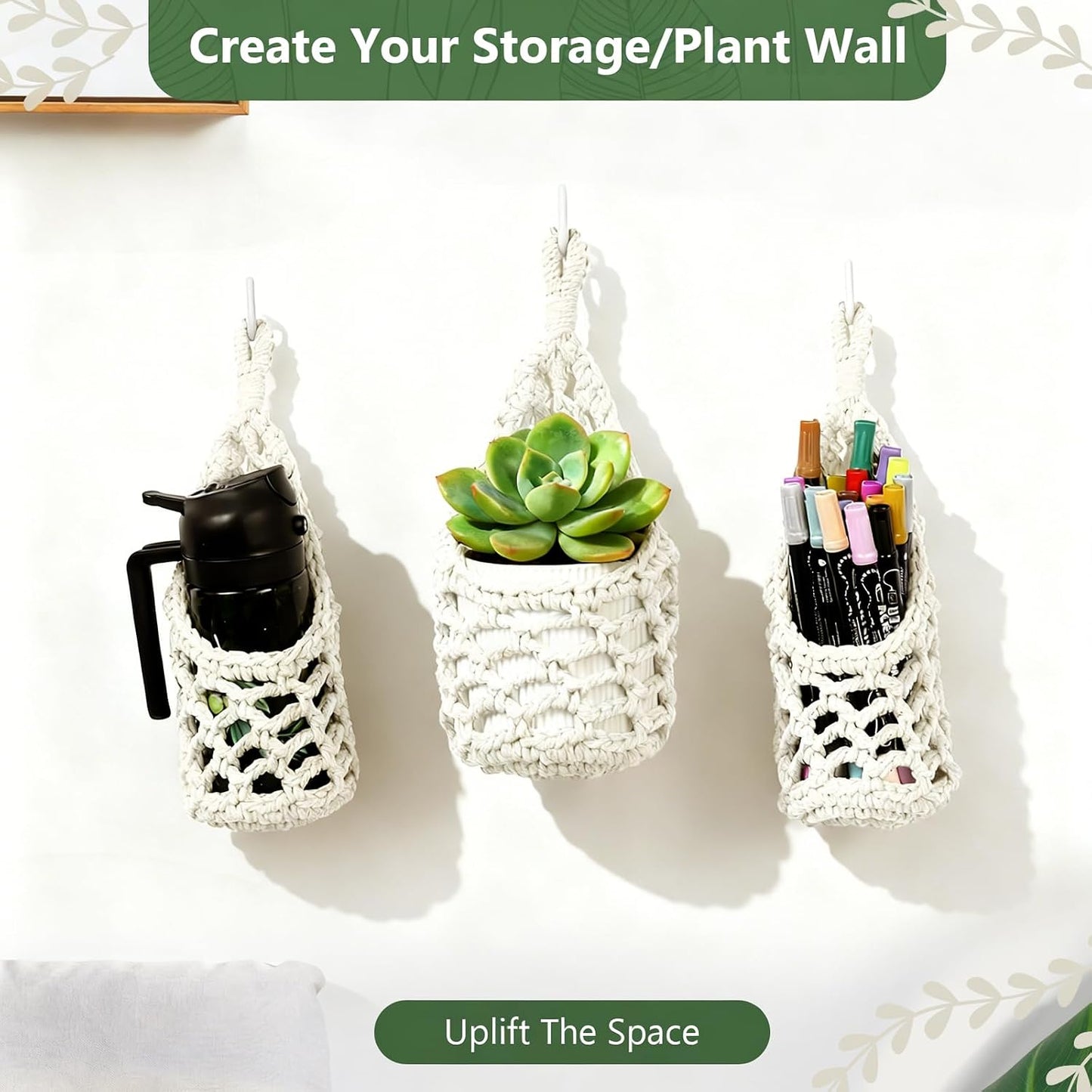 Macrame Wall Plant Hanger / Ivory / 4-inch / 4 Inch