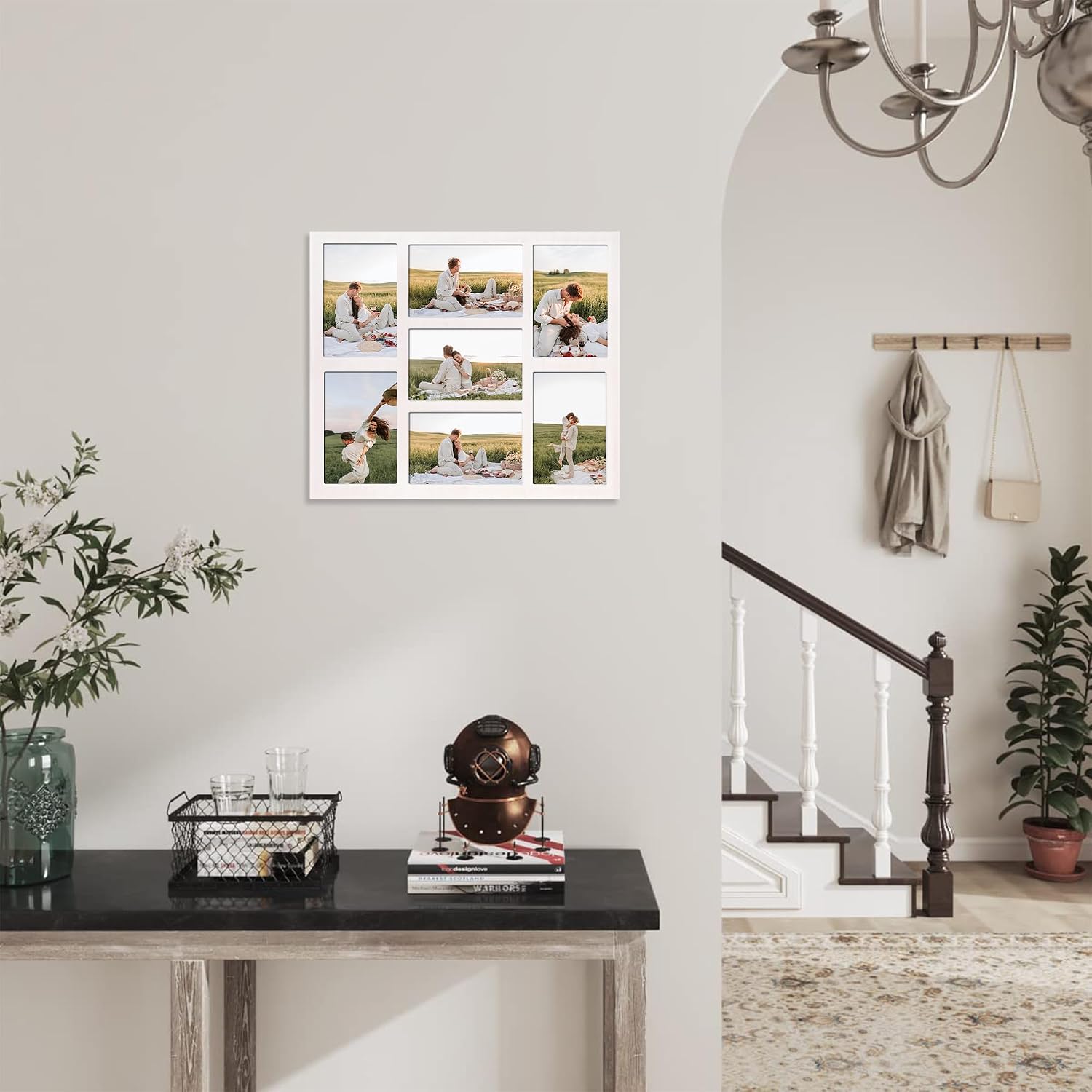 YESKAY 4x6 Picture Frame Collage for Wall Decor, Multiple Photo Collage Frames with Tempered Glass, 7-Opening for 4 x 6